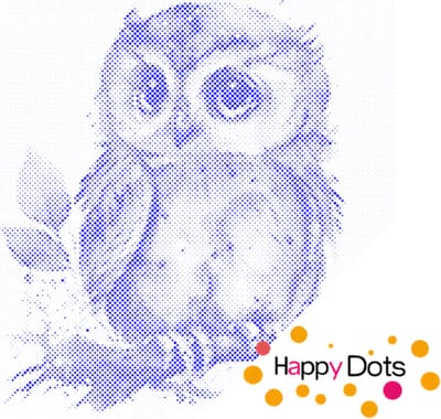 HappyDots DOT Painting Schattige Uil 30x40cm - Stippelschilderij Blauw
