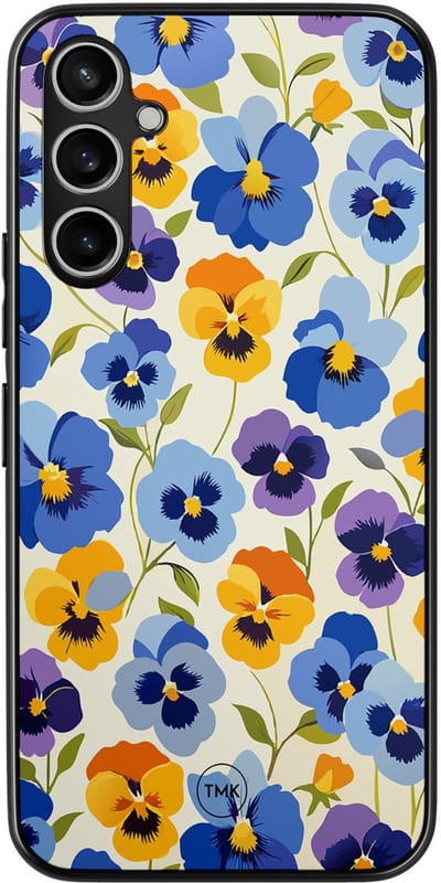 Hoesje geschikt voor Samsung Galaxy A54 - Viooltjesmix bloemen - Paars - TPU case - Marmer - Hardcase zwart telefoonhoesje
