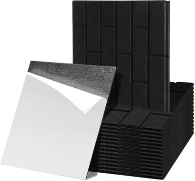 18 stuks Akoestische panelen Vierkante baksteen Zelfklevend Geluidsisolatie Vilt Wandpaneel Zwart