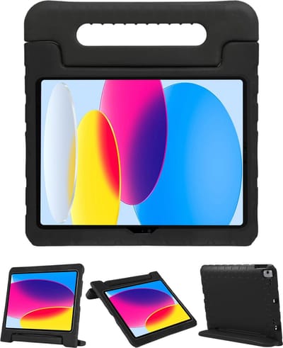 Kasey - Tablethoes geschikt voor iPad (2022) 10.9 Inch Hoesje - 10e Generatie - Geschikt voor iPad 10 Hoes - EVA Kid Case - Hoesje Voor Kinderen - Zwart