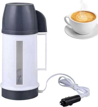 Elektrische Waterkoker - Auto Ketel - Reizen en Camping - 12/24V Aanpassing - 31x13x13 cm - Zwart