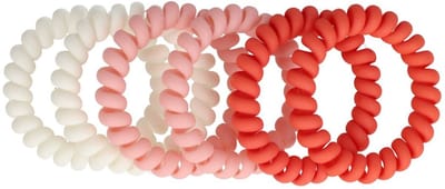 Haarsoires Haarelastieken Invisibobble - Telefoondraad - Matte Kleur - Wit Roze - Set van 6 - Spiraal Haar Elastieken - Haarvriendelijk