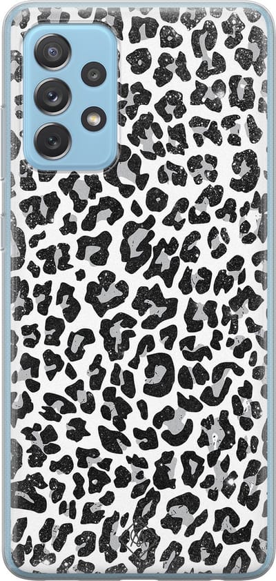 Casimoda® hoesje - Geschikt voor Samsung A52 (5G) - Luipaard Grijs - Backcover - Siliconen/TPU - Grijs