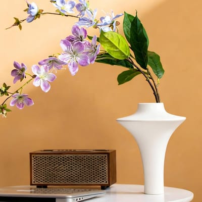 Moderne Witte Keramische Vaasje voor Scandinavische Decoratie, Aesthetic Boho Bloemenvase voor Thuis, Woonkamer, Kantoor en Boerderij Decoratie