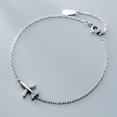 Verstelbare 925 Sterling Zilveren Vliegtuig Charm Armband Elegante Vrouwen Mode Sieraden gray