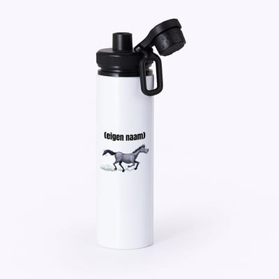 Hacebo® - rennend paard met eigen naam waterfles met draaidop zwart - Paarden - dieren liefhebber - iemand die houdt van paarden - verjaardag - cadeau - kado - geschenk - water fles - 850ML