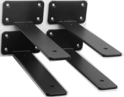 Plankdragers - 4 Stuks - Zwevende plankdragers - T-type ophanging - Ijzer - Ondersteuningsframe - Muurbeugel - Plankbeugels - Plankdragers met schroeven - Geschikt voor zwevende houten planken - 15 cm - Zwart