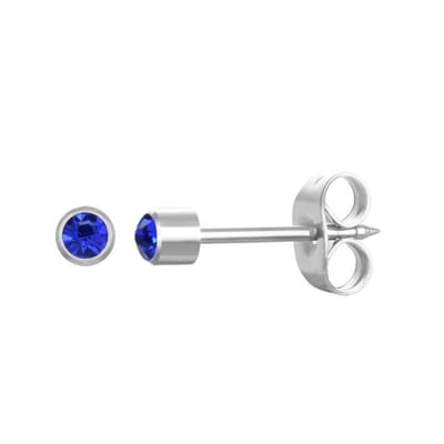 Aramat Jewels | Oorbellen | Stalen Schietoorbellen met Kristalsteentje | Zilverkleur / 3mm / Aqua Blauw | |3mm | Staal | Kinderen, Volwassenen | Verkleurd niet