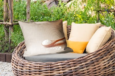Buitenkussens - Lepel - Rijst - Hout - Beige - 60x40 cm - Weerbestendig