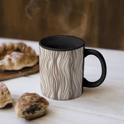 Magische Mok - Foto op Warmte Mokken - Koffiemok - Golven - 3D - Crème - Magic Mok - Beker - 350 ML - Theemok