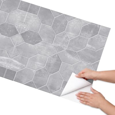 Coloray Meubel Wrap Folie - Grijs Meubelfolie - 65x130 cm - Decoratiefolie Zelfklevend Geometrische tegels - Meubelfolie Zelfklevend - Minimalist Meubelfolie - Wrapfolie Keuken - Wanddecoratie - Achtergronden en patronen