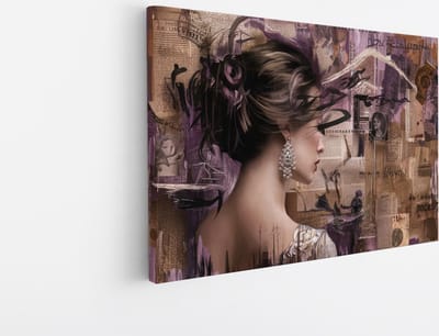 Saammp Canvas Schilderij - Vrouw - Paars - 30x20 - Foto op canvas - Wanddecoratie - Muurdecoratie Woonkamer - Slaapkamer decoratie - Canvas Print