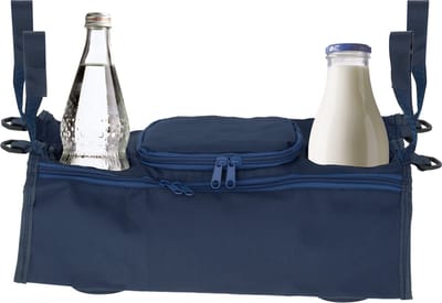 Ariko Kinderwagen organizer - buggy organizer - voor drinkfles - 4 zakken - ritssluiting - blauw