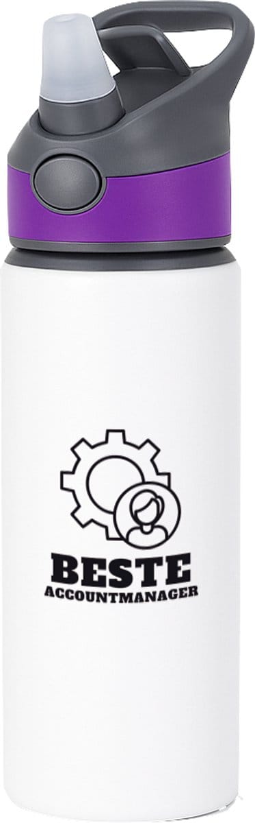 Hacebo® - Beste accountmanager waterfles met rietje paars - Beste accountmanager - collega - welkom - afscheid - water fles - 650ML