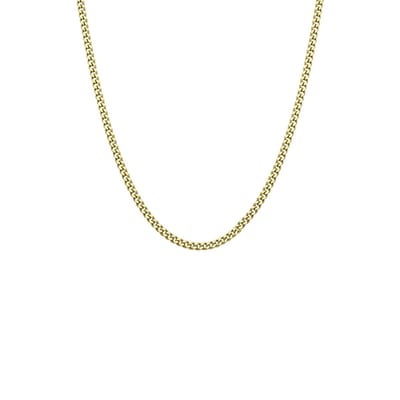 Lucardi Unisex Ketting gourmet schakel - Echt Zilver - Ketting - Cadeau - 60 cm - Goudkleurig