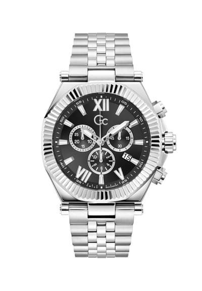 Gc Gc Atlas Chrono Metal Quartz Chronograafhorloge Zilverkleurig Kast Gemaakt Van 100% Roestvrij Staal En Een Armband Van 100% Roestvrij Staal 44 Z66001G2, Z66002G7, Z66003G9, Z66004G9