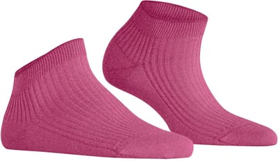 FALKE Shiny Rib kort eenkleurig viscose sneakersokken enkelsokken dames roze - maat 35-38