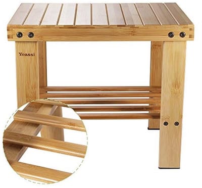 Vintage Bamboe Voetenbankje en Kruk - Antislip, Multifunctioneel, 39x25x34 cm
