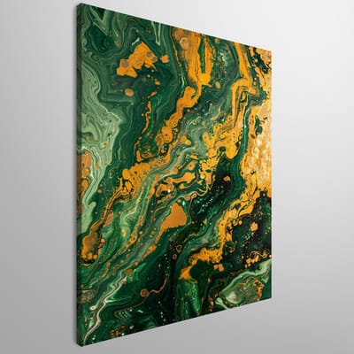 Goud en groen | Gouden pracht en groene prachtige pracht: schitterend kunstwerk met glans | Kunst - 30x45 centimeter op Canvas | Foto op Canvas
