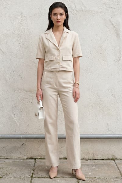 Shirt met Pocket Detail en Broek Twee-Delig Set