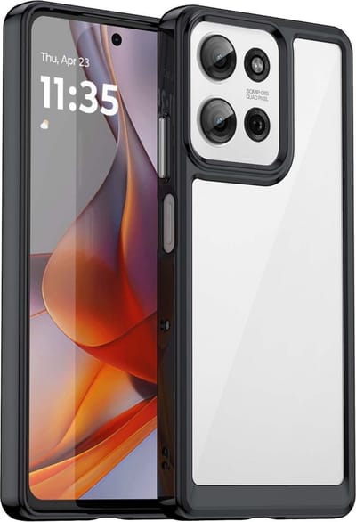 Coverup Hoesje - Geschikt voor Motorola Moto G75 Hoesje - Coverup Transparant ShockProof TPU Back Cover - Zwart
