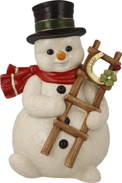 Goebel - Kerst | Decoratief beeld Sneeuwpop - Geluk | Aardewerk - 22cm - Limited Edition
