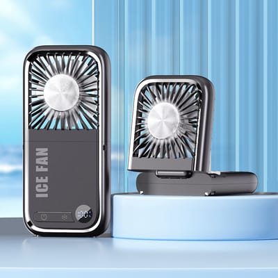 Draagbare ventilator – Ventilator met halfgeleiderkoeling – Opvouwbaar – 5 snelheidsstanden – Nekventilator – Draagbare nekventilator – Bureauventilator – Zwart