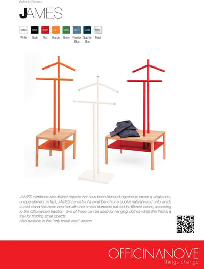 Officinanove - James Kledinghanger staand RAL 3000 - Roestvast Staal - Rood