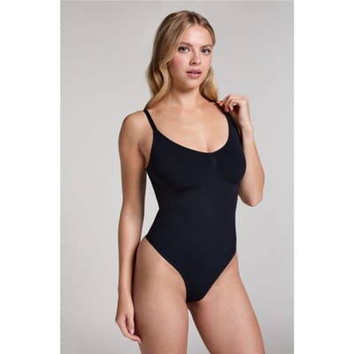 Hunkemöller Dames Lingerie Naadloze corrigerend hoog uitgesneden body - Zwart - maat XS