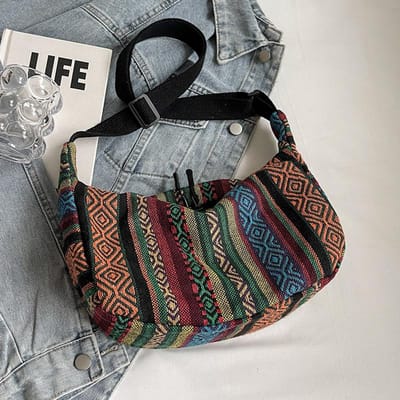 Tas met grote capaciteit in etnische stijl Nieuwe trendy mode crossbody dumplingtas Ins retro veelzijdige schoudertas dames Orange gray