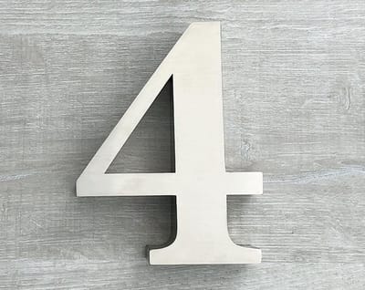 Huisnummer 4 RVS 3D - Hoogte 15 cm - Dikte 3 cm - Promessa-Design - Type 3D/15/RVS Roma.