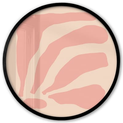 Poster in lijst Rond - Fotolijst 40x40 cm - Posters - Bohemian - Roze - Pastel - Abstract - Ronde posterlijst zwart - Decoratie - Wanddecoratie woonkamer - Muurdecoratie slaapkamer