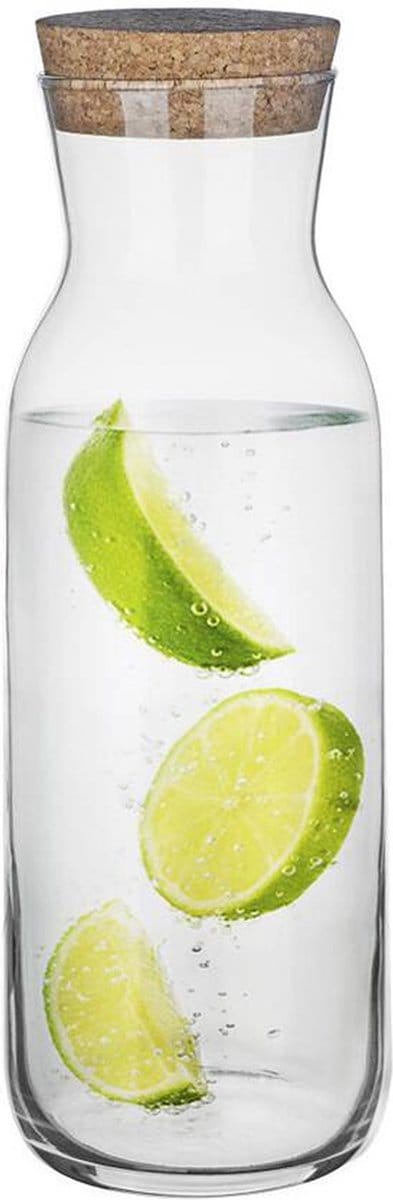 Glasmark Waterkan - met deksel - 1L - glas - kurk - waterkaraf - schenkkan