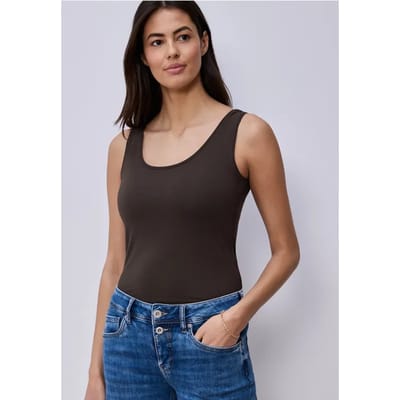 Basic top met ronde hals in effen kleur