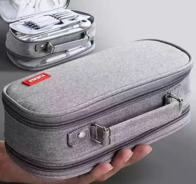 Akyol - Grijze etui - etui voor meisjes - etui zonder inhoud - etui voor de middelbare school - etui voor pennen en potloden - etui met verschillende vakken