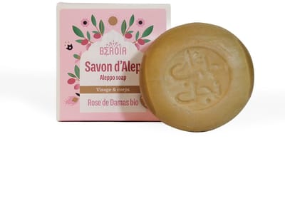 3stuks Biologische Damascus roos Aleppozeep - met rozenwater en olijfolie - gezicht en lichaam 3x100g