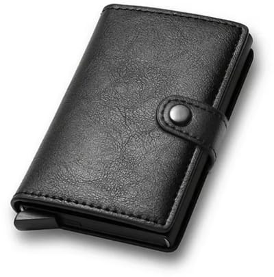 Anti-RFID Lederen Bankkaarthouder voor Mannen – Slanke Dunne Creditcardhouder Portemonnee – Luxe Kleine Slimme Pasjeshouder Bruin – RFID Bescherming, Minimalistische Portemonnee, Kaarthouder