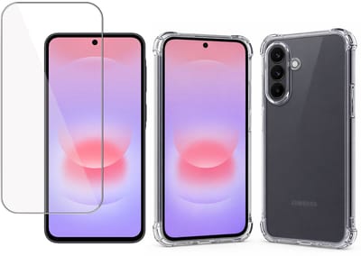 TechNow Hoesje + Screenprotector geschikt voor Samsung Galaxy A37 – Gehard Glas – Extreme Shockproof Case – Transparant