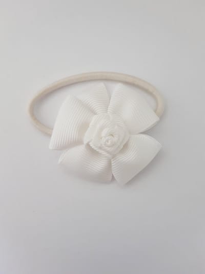 Le Sjalerie Haaraccessoires Haarelastiek Meisje Met Bloem Wit elastiek Haarmode bruiloft feest school 2 stuks elastiek
