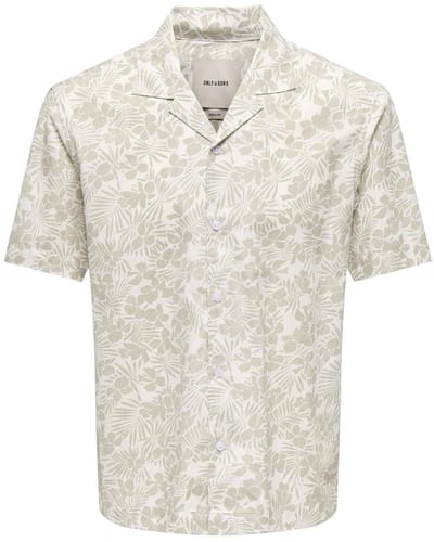 ONLY&SONS - ONSWHITE RESORT REG SS SHIRT - Heren - Overhemden