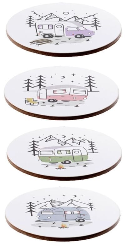Onderzetters - Wildwood Caravan - Set 4 stuks - 10cm
