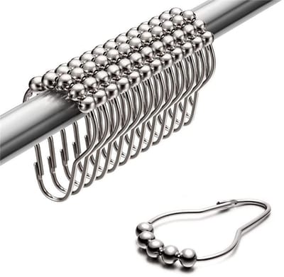 Dailygoods- Gordijnhaken Set van 12 - Roestvrij Staal - Gepolijst Chroom - Douchegordijnringen - Eenvoudige Installatie - Gratis Glijdende Actie