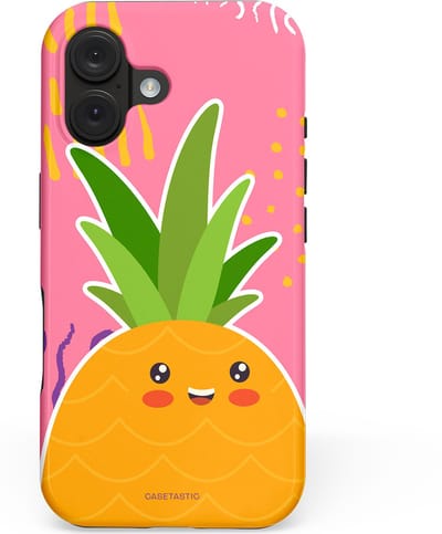 Casetastic hoesje geschikt voor Apple iPhone 16 - MagSafe - Dubbellaagse bescherming - Zoete Ananasdroom - Fashion Case - Koraal Okergeel Groen