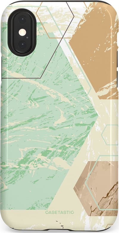 Casetastic hoesje geschikt voor Apple iPhone X / Apple iPhone XS - Dubbellaagse bescherming - Vlaklicht - Fashion Case - Crème Mintgroen Wit Lichtgrijs