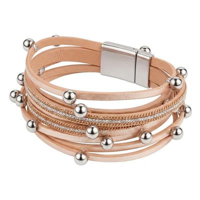 Roze Wikkel armband voor dames met Metalen Kralen – Modern Design met Magnetische Sluiting voor vrouwen