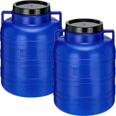 Garronda 2x40L Kunststof Trommel Met Deksel - Regenton - Vat - HDPE - Voedselvat - Tuin Hobbock – Blauw - GD-STE-Barrel-B40L-2B