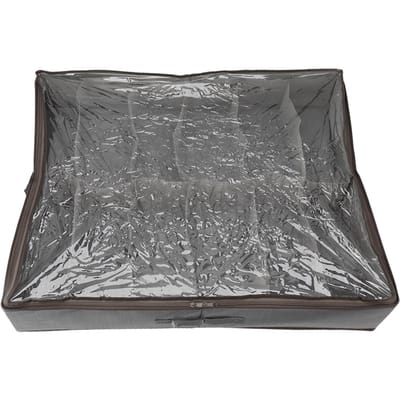 Organisateur de Rangement à Chaussures sous Lit Tiroir Conteneur en Tissu Pliable Boîte Placard avec Couvercle Transparent gray