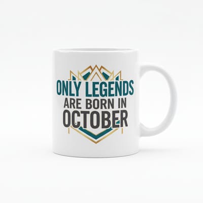 Only Legends Are Born in October Mok – Stoer Verjaardag Tekst Design – Cadeau voor Oktober Geborenen – 330 ml Keramische Mok