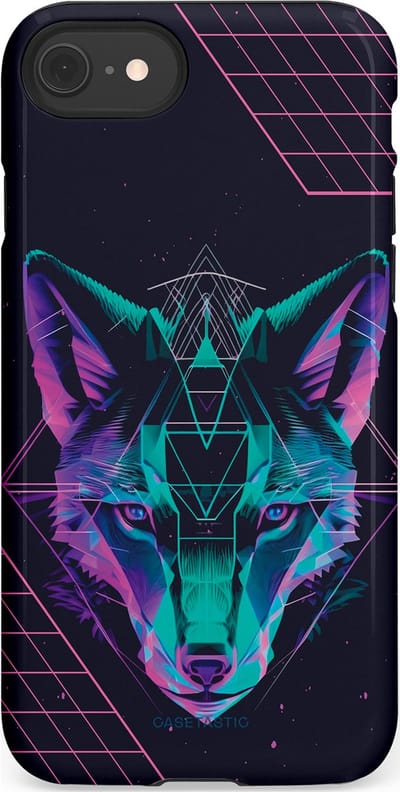 Casetastic hoesje geschikt voor Apple iPhone SE / Apple iPhone 7 / Apple iPhone 8 - Dubbellaagse bescherming - Neon Wolf - Fashion Case - Donkerblauw