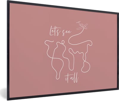 Fotolijst incl. Poster - Spreuken - Quotes - Let's see it all - Vliegtuig - 60x40 cm - Posterlijst